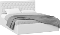 Двуспальная кровать ТриЯ Порто универсальная с ПМ 160x200 (экокожа белый Polo) - 