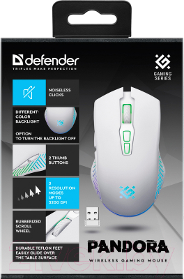 Мышь Defender Pandora GM-502 / 52502 (белый)