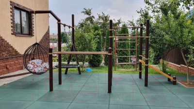Резиновая плитка Rubtex Mats Games 1000x1000x30 рельеф (зеленый)