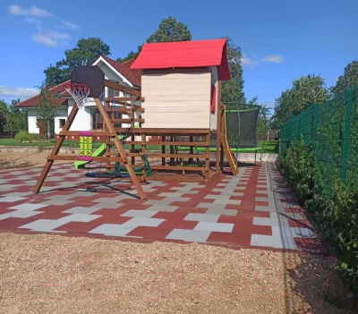 Резиновая плитка Rubtex Mats Games 1000x1000x30 рельеф (зеленый)
