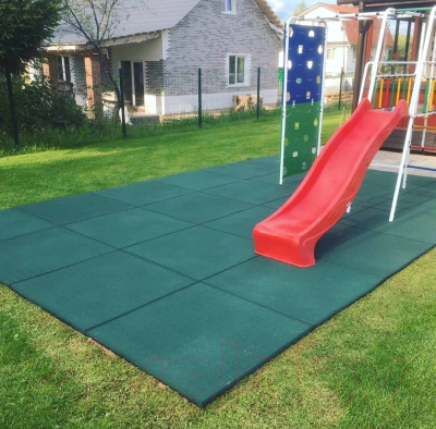 Резиновая плитка Rubtex Mats Games 1000x1000x30 рельеф (зеленый)