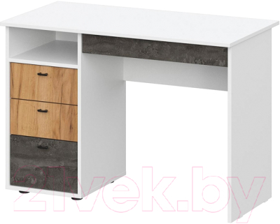 Письменный стол SV-мебель МС Анри К (белый текстурный/дуб золотой/железный камень)