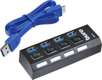 USB-хаб Buro BU-HUB4-U3.0-L (черный) - 