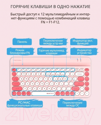 Изображение товара Клавиатура A4Tech Fstyler FBK30 (розовый)