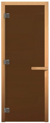 Стеклянная дверь для бани/сауны Везувий 190x70 CR (8мм, стекло бронзовое, осина)