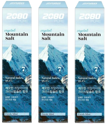 Набор зубных паст Dental Clinic 2080 Pure Crystal Mountain Salt Toothpaste Fresh Mint (3шт)