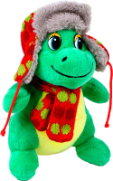 Мягкая игрушка Sima-Land Дракон в шапке ушанке и шарфе / 9473180 (зеленый/желтый) - 