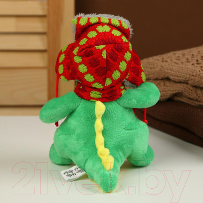 Мягкая игрушка Sima-Land Дракон в шапке ушанке и шарфе / 9473180 (зеленый/желтый)