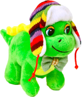 Мягкая игрушка Sima-Land Дракон в разноцветной шапке ушанке / 9473198 (зеленый/желтый) - 