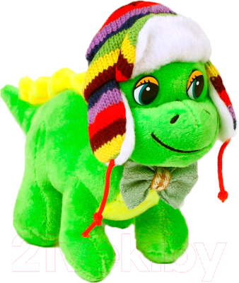 Мягкая игрушка Sima-Land Дракон в разноцветной шапке ушанке / 9473198 (зеленый/желтый)