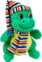 Мягкая игрушка Sima-Land Дракон в полосатой шапке и шарфе / 9473176 (зеленый/желтый) - 