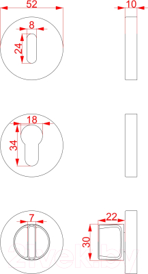 Изображение товара Накладка на цилиндр Cebi ET PC35 (матовое золото полимер)