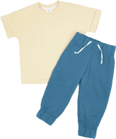 Комплект одежды для малышей Amarobaby Jump / AB-OD21-JUMP22/0220-92 (кремовый/синий, р.86-92) - 