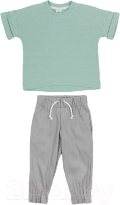Комплект одежды для малышей Amarobaby Jump / AB-OD21-JUMP22/3211-98 (мятный/серый, р.92-98)