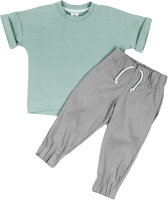 Комплект одежды для малышей Amarobaby Jump / AB-OD21-JUMP22/3211-104 (мятный/серый, р.98-104) - 