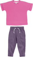 Комплект одежды для малышей Amarobaby Jump / AB-OD21-JUMP22/2517-92 (фуксия/сиреневый, р.86-92) - 