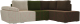 Диван угловой Лига Диванов Хьюго правый (микровельвет, бежевый/зеленый/коричневый) - 