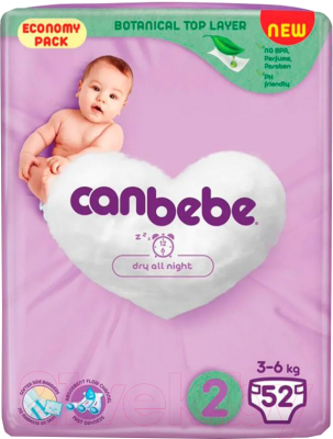 Подгузники детские Canbebe 2 3-6 кг (52шт)