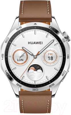 Умные часы Huawei Watch GT 4 46mm / PNX-B19 (коричневый кожаный ремешок)