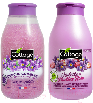 Набор косметики для тела Cottage Violet&Pink Praline Молочко для душа+Violet Sugar Гель для душа (250мл+270мл)