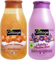 Набор косметики для тела Cottage Violet/Pink Praline Молочко для душа+Sweet Caramel Гель для душа (250мл+270мл) - 