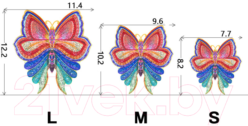 Пазл БЕЛОСНЕЖКА Разноцветная бабочка S / 6175-WP