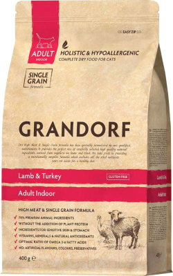 Сухой корм для кошек Grandorf Indoor Lamb&Turkey (400г)