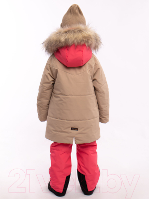 Комплект верхней детской одежды Batik Фрэн 424-24з-2 (р-р 128-64, бежевый/розовый)