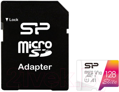 Карта памяти Silicon Power Elite V10 128GB MicroSDXC + адаптер (SP128GBSTXBV1V20SP)