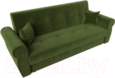Диван Лига Диванов Лига-019 / 118355 (микровельвет зеленый/подушки зеленый)