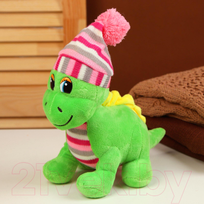 Мягкая игрушка Sima-Land Дракоша в полосатой шапке / 9473208 (зеленый)