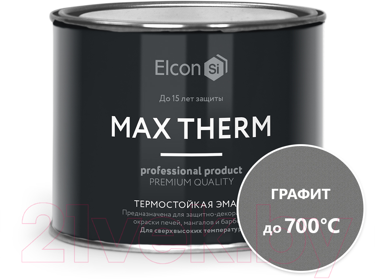 Эмаль Elcon Термостойкая до 700C (400г, графит) — фото 2