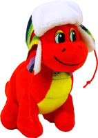 Мягкая игрушка Sima-Land Дракон в разноцветной шапке-ушанке / 9473199 (красный) - 