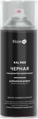 Эмаль Elcon Универсальная акриловая RAL 9005 глянцевый (520мл, черный)