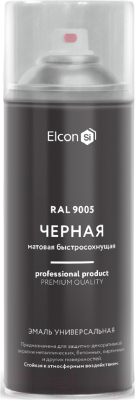Эмаль Elcon Универсальная акриловая RAL 9005 матовый (520мл, черный)