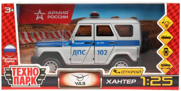 Автомобиль игрушечный Технопарк Uaz Hunter Полиция / HUNTER-124SL-POLGY