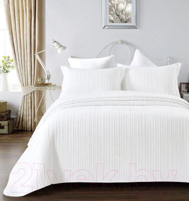 Набор текстиля для спальни Arya Waves + чехлы для подушки / 8680943228710 (белый)