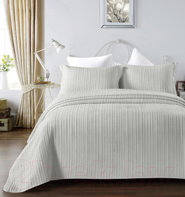 Набор текстиля для спальни Arya Waves + чехлы для подушки / 8680943228697 (серый)