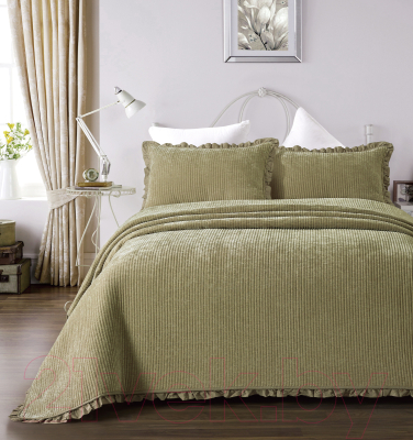 Набор текстиля для спальни Arya Clouds + чехлы для подушки / 8680943228758 (зеленый)