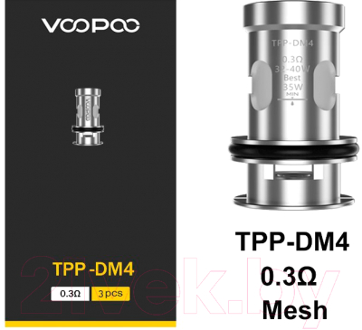 Набор испарителей VooPoo TPP Mesh DM4 32-40W (0.3 Ом, 3шт)