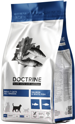 Сухой корм для кошек Doctrine Беззерновой для взрослых с лососем и белой рыбой / 34562 (3кг)