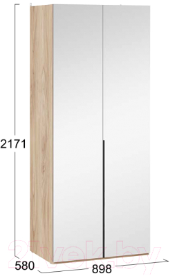 Шкаф ТриЯ Порто СМ-393.07.004 с 2 зеркальными дверями (яблоня беллуно/графит)