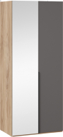Шкаф ТриЯ Порто СМ-393.07.005 с 1 глухой и 1 зеркальной дверями (яблоня беллуно/графит софт) - 