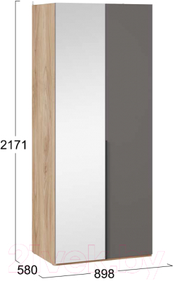 Шкаф ТриЯ Порто СМ-393.07.005 с 1 глухой и 1 зеркальной дверями (яблоня беллуно/графит софт)