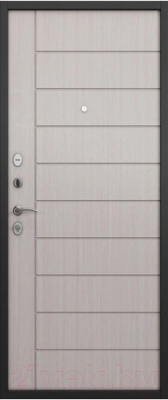 Входная дверь Mastino H1 Home Eco PP 86x205 (левая, черный муар металлик/бетон темный/бьянко ларче)
