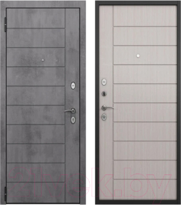 Входная дверь Mastino H1 Home Eco PP 86x205 (левая, черный муар металлик/бетон темный/бьянко ларче)