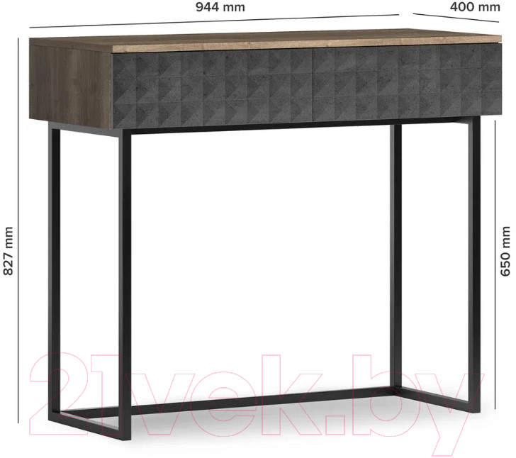 Консольный столик Shtabe Simple 7011 эко (графит/дуб веллингтон/черный) — фото 3