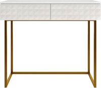 Консольный столик Shtabe Simple 7011 эко (травертин/белый/золото) - 
