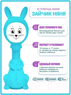Интерактивная игрушка BertToys Зайчик няня / 4630017723584 (голубой)