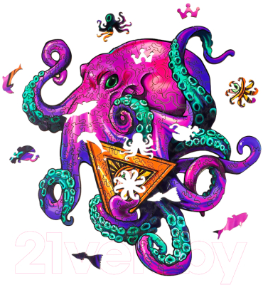 Пазл БЕЛОСНЕЖКА Фиолетовый осьминог S / 6235-WP